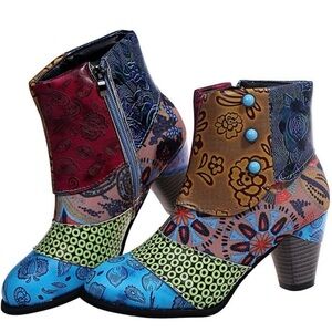 Colorful Patchwork Ankle Boots